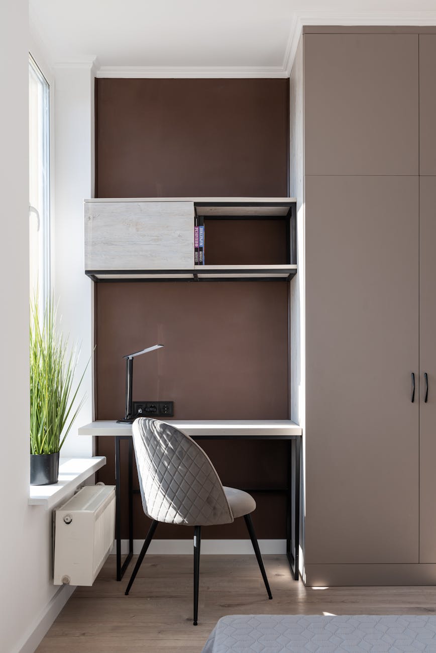 Modern studio apartment with smart zoning and built-in storage solutions